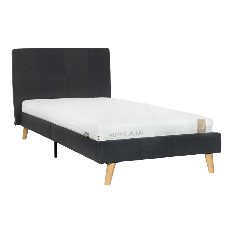 Säng Juno 90x200 cm med madrass Kuka Duo Kid - Grå — Grå