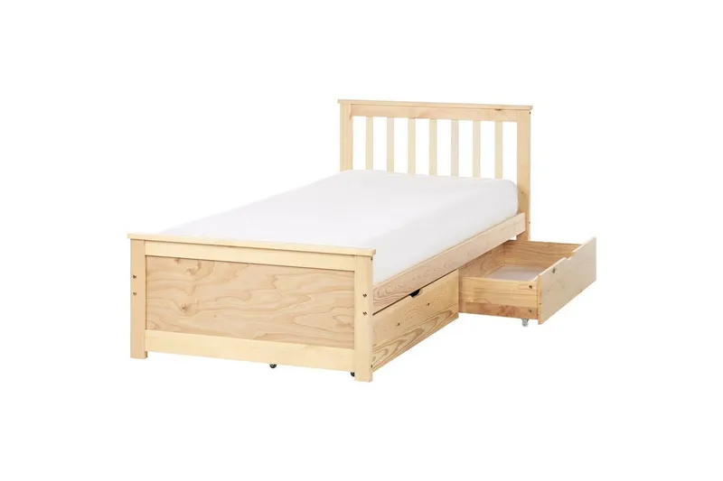 Säng med förvaringslådor Olendon Ljus trä, 90x200 cm, 2 - Ljus trä, 90x200 cm, 2 — Ljus trä, 90x200 cm, 2