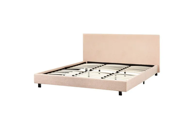 Säng med lamellram Albi - Beige, svart/Bouclé, 180x200 cm — Beige, svart/Bouclé, 180x200 cm