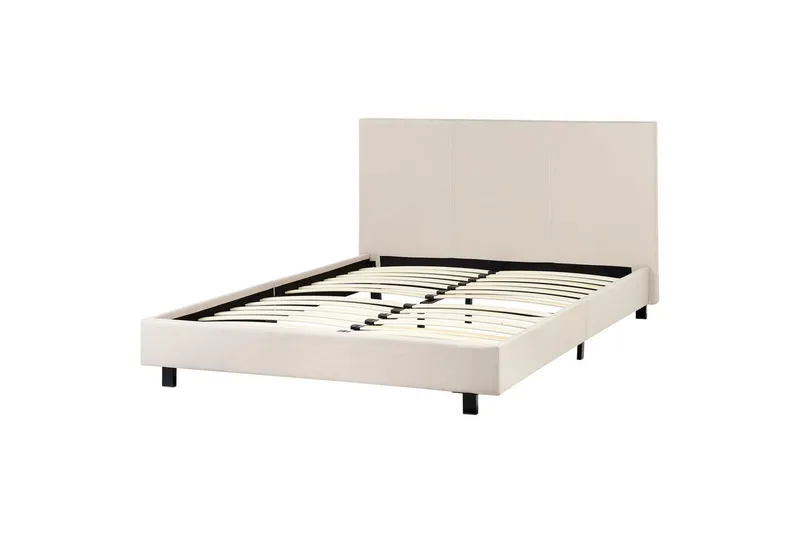 Säng med lamellram Albi - Beige, svart/Polyester, 140x200 cm — Beige, svart/Polyester, 140x200 cm