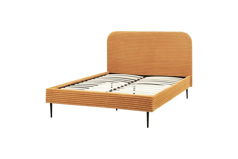 Säng med lamellram Flayat - Orange, svart, 140x200 cm — Orange, svart, 140x200 cm