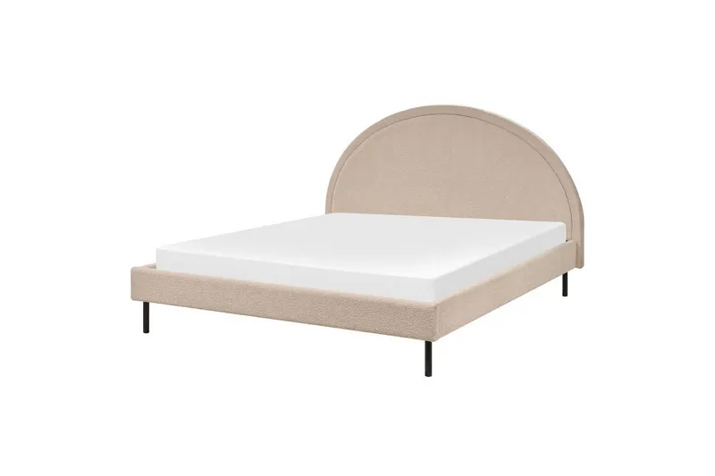 Säng med lamellram Margut - Beige/Bouclé, 160x200 cm — Beige/Bouclé, 160x200 cm