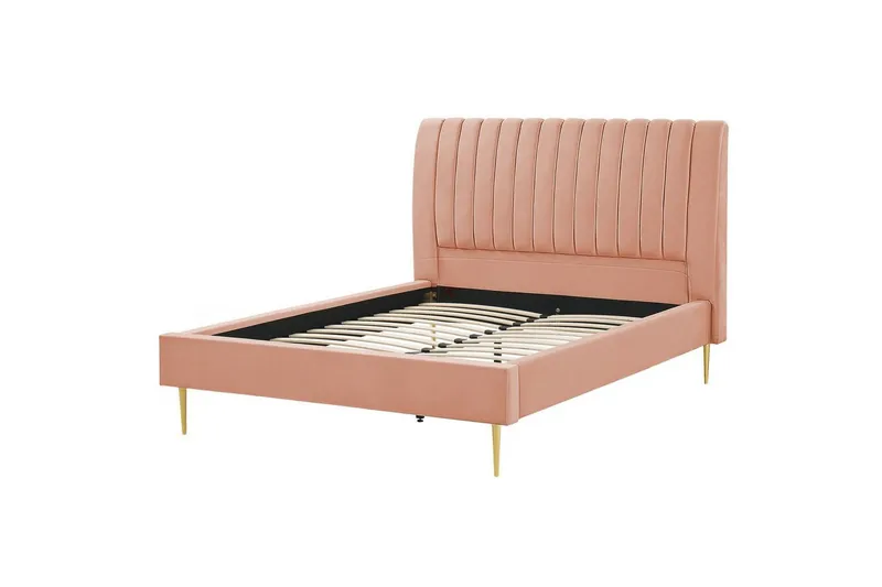 Säng med lamellram Marville - Rosa, guld, 140x200 cm — Rosa, guld, 140x200 cm