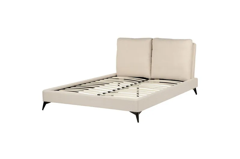 Säng med lamellram Melle - Beige/Bouclé, 140x200 cm — Beige/Bouclé, 140x200 cm