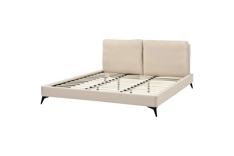 Säng med lamellram Melle - Beige/Bouclé, 180x200 cm — Beige/Bouclé, 180x200 cm