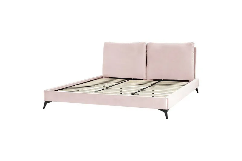 Säng med lamellram Melle - Rosa, Svart/Sammet, 180x200 cm — Rosa, Svart/Sammet, 180x200 cm