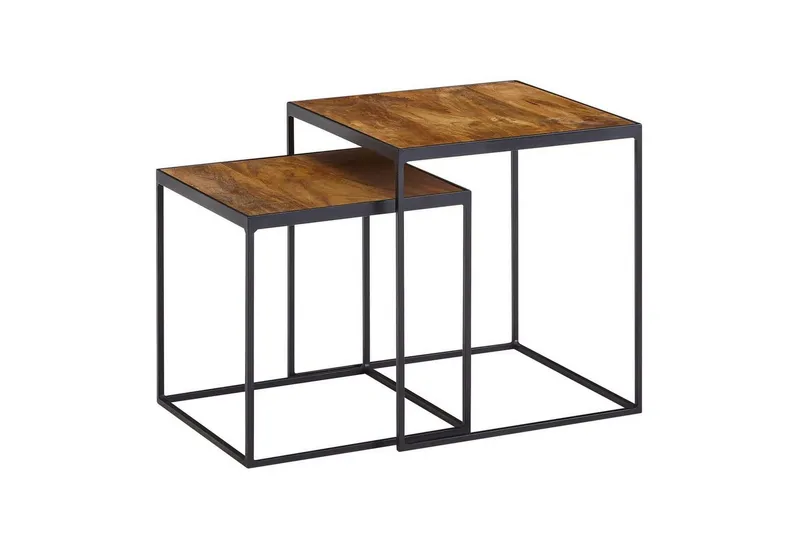 Satsbord Wohnling Set om 2 massivt trä med metallben modern — Wohnling