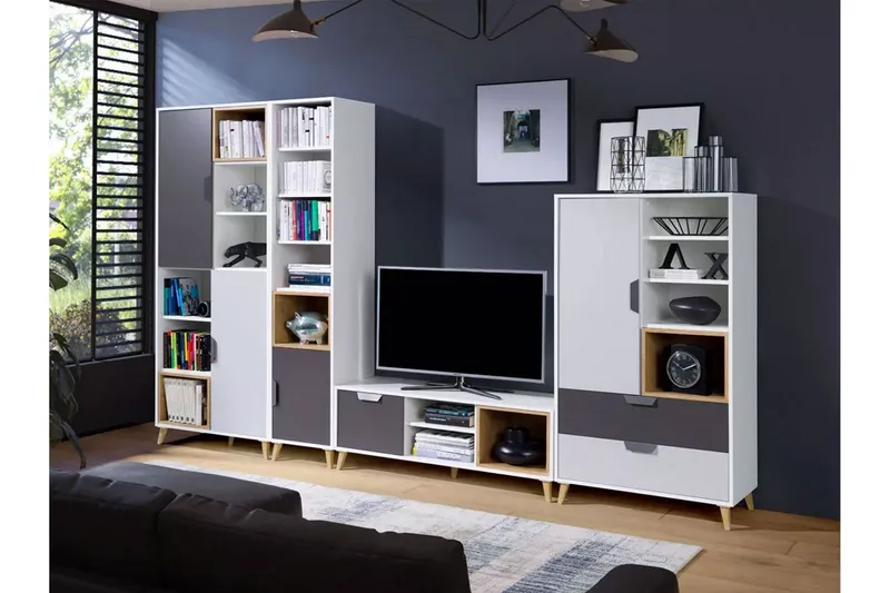 Sayuki Tv-möbelset 120 cm - Vit/Grå — Vit/Grå