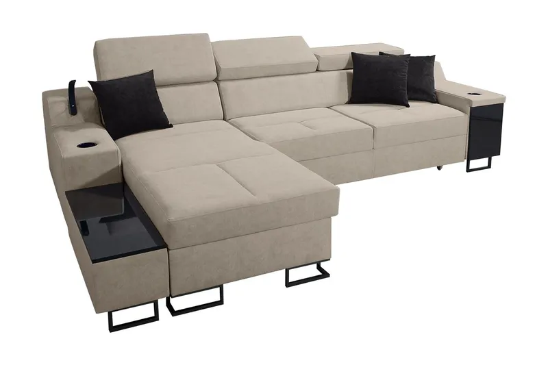 Seginus Bäddsoffa m. Divan Förvaring 3-sits 226x127 - Beige (Art.nr 1592765) — Beige