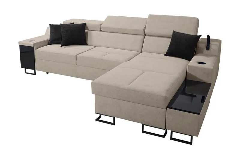 Seginus Bäddsoffa m. Divan Förvaring 3-sits 226x127 - Beige (Art.nr 1592651) — Beige