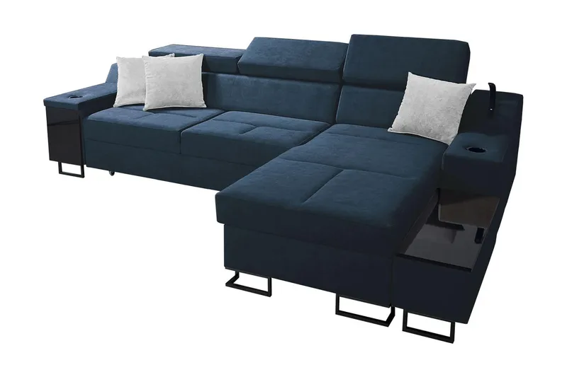 Seginus Bäddsoffa m. Divan Förvaring 3-sits 226x127 - Blå (Art.nr 1592670) — Blå