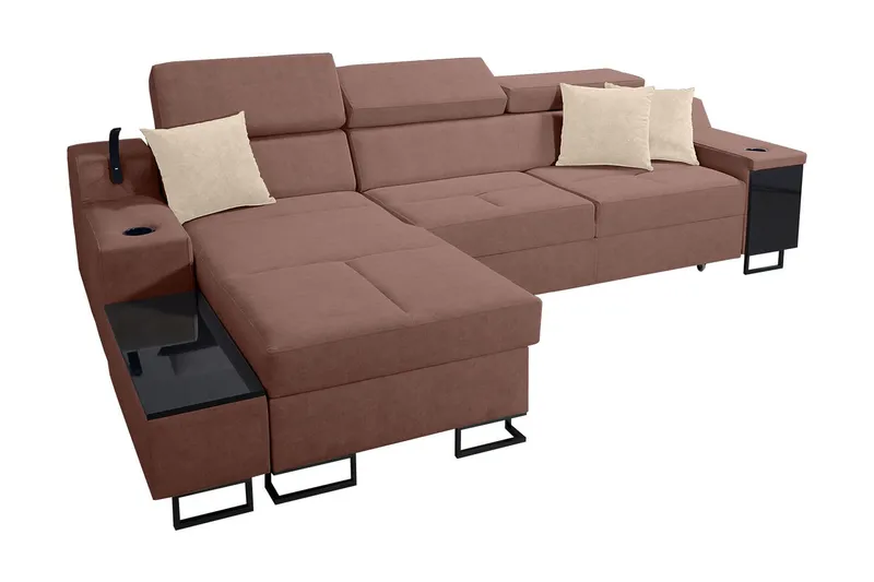 Seginus Bäddsoffa m. Divan Förvaring 3-sits 226x127 - Rosa (Art.nr 1592744) — Rosa