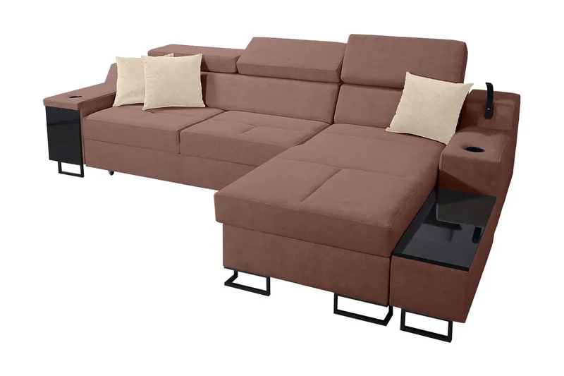Seginus Bäddsoffa m. Divan Förvaring 3-sits 226x127 - Rosa (Art.nr 1592666) — Rosa