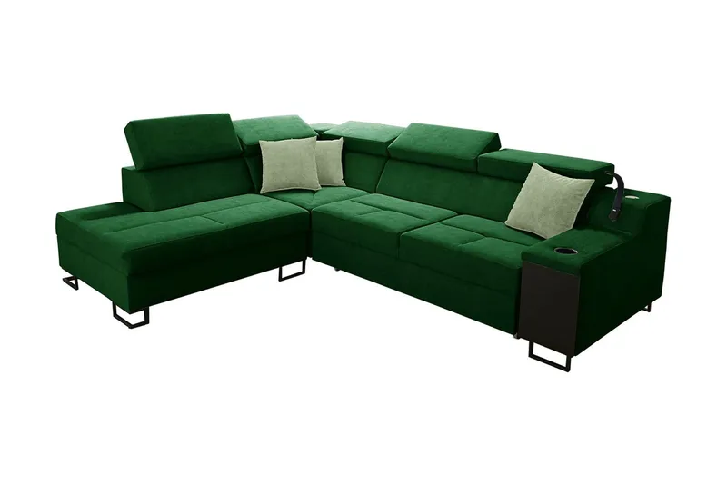 Seginus Bäddsoffa m. Schäslong 3-sits 210x127 - Grön (Art.nr 1592701) — Grön