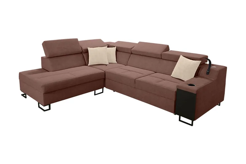 Seginus Bäddsoffa m. Schäslong 3-sits 210x127 - Rosa — Rosa