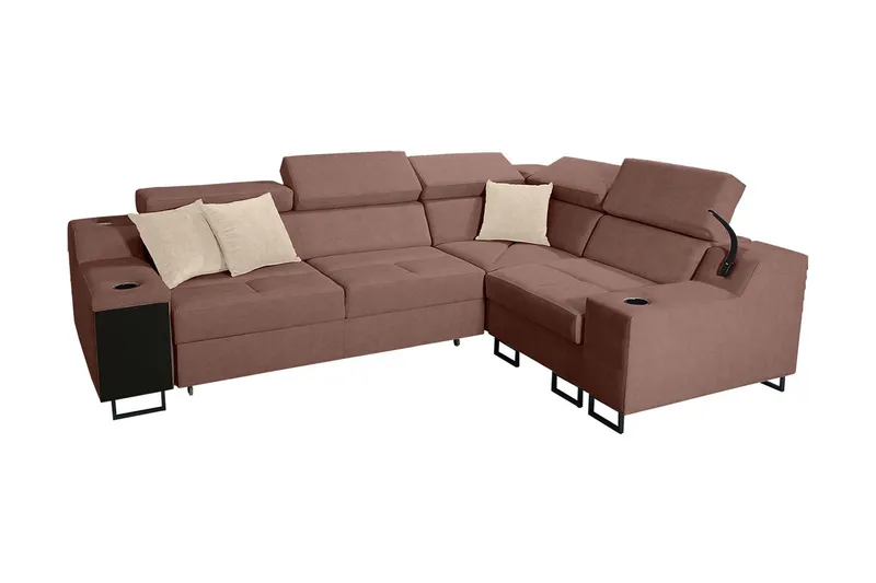 Seginus Hörnbäddsoffa 4-sits 210x127 - Rosa — Rosa