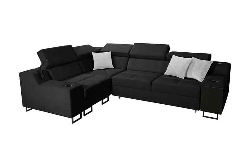 Seginus Hörnbäddsoffa 4-sits 210x127 - Svart (Art.nr 1592691) — Svart