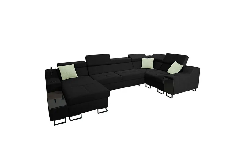 Seginus Hörnbäddsoffa m. Divan 5-sits 268x127 - Svart (Art.nr 1592720) — Svart