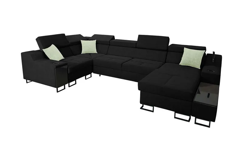 Seginus Hörnbäddsoffa m. Divan 5-sits 268x127 - Svart (Art.nr 1592663) — Svart