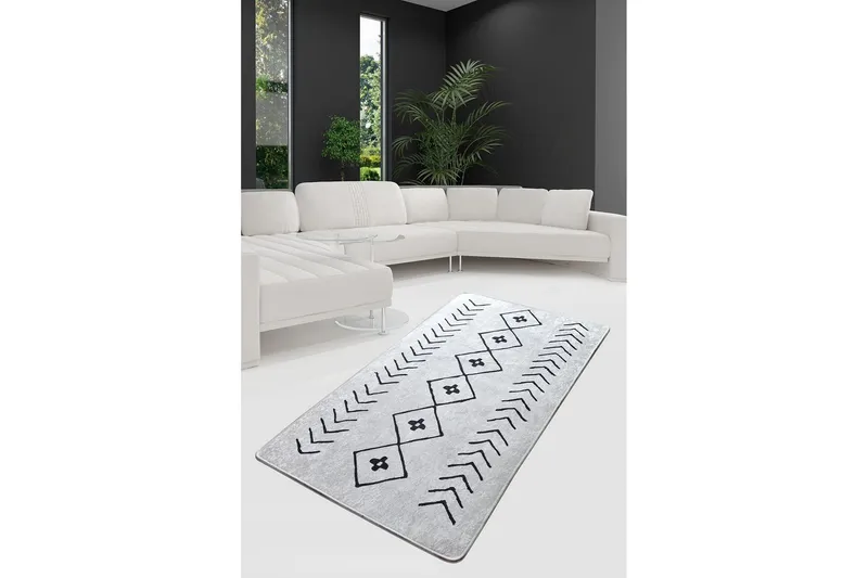 Sehnaz Entrematta 100x300 cm - Beige/Svart/Sammet — Beige/Svart/Sammet