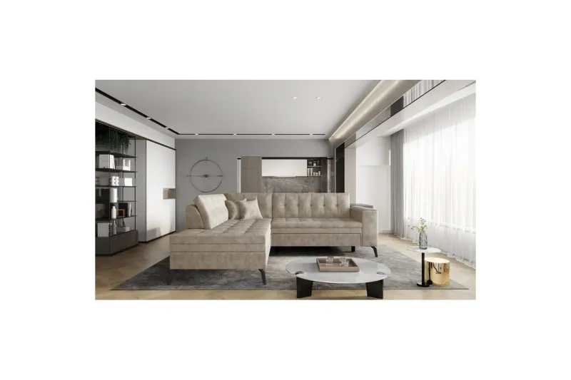Sektion Eltap Lanvin 260x210x93 cm - Leve 18, Beige, Vänster — Leve 18, Beige, Vänster