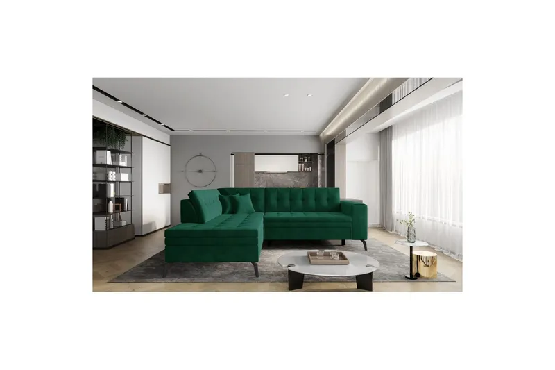 Sektion Eltap Lanvin 260x210x93 cm - Lukso 35, Mörkgrön, Vänster — Lukso 35, Mörkgrön, Vänster