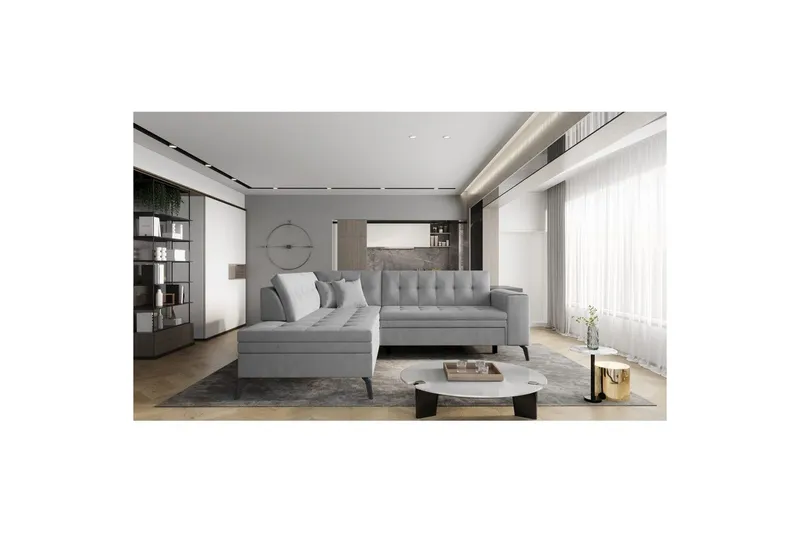 Sektion Eltap Lanvin 260x210x93 cm - Nube 3, Ljusgrå, Vänster — Nube 3, Ljusgrå, Vänster