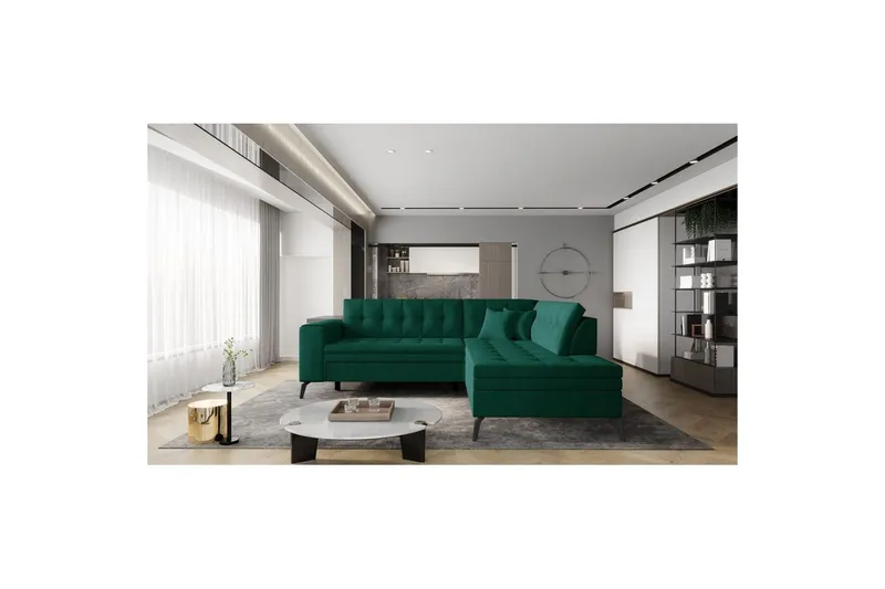 Sektion Eltap Lanvin 260x210x93 cm - Nube 35, Grön, Höger — Nube 35, Grön, Höger