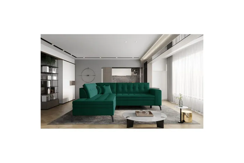 Sektion Eltap Lanvin 260x210x93 cm - Nube 35, Grön, Vänster — Nube 35, Grön, Vänster
