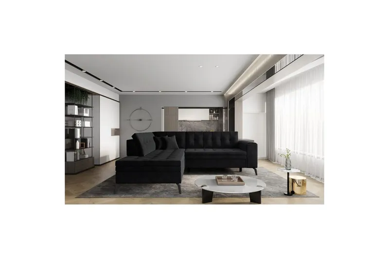 Sektion Eltap Lanvin 260x210x93 cm - Velvetmat 10, svart, Vänster — Velvetmat 10, svart, Vänster