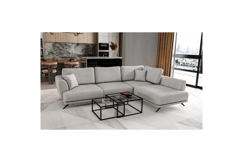 Sektion Eltap Larde 286x191x90 cm - Borneo 4, Grå, Höger — Borneo 4, Grå, Höger