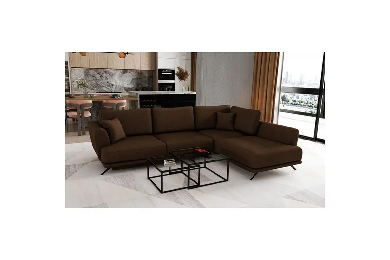 Sektion Eltap Larde 286x191x90 cm - Flores 21, Brun, Höger — Flores 21, Brun, Höger