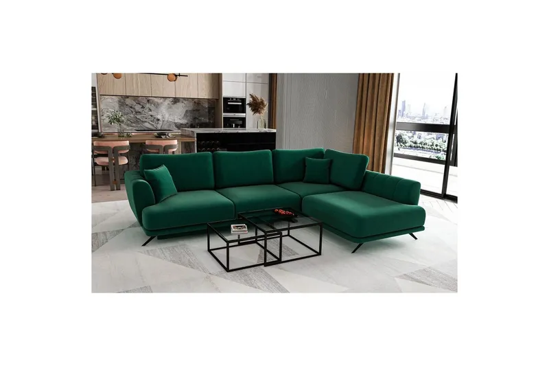 Sektion Eltap Larde 286x191x90 cm - Lukso 35, Mörkgrön, Höger — Lukso 35, Mörkgrön, Höger