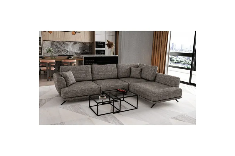 Sektion Eltap Larde 286x191x90 cm - Marte 130, Grå, Höger — Marte 130, Grå, Höger