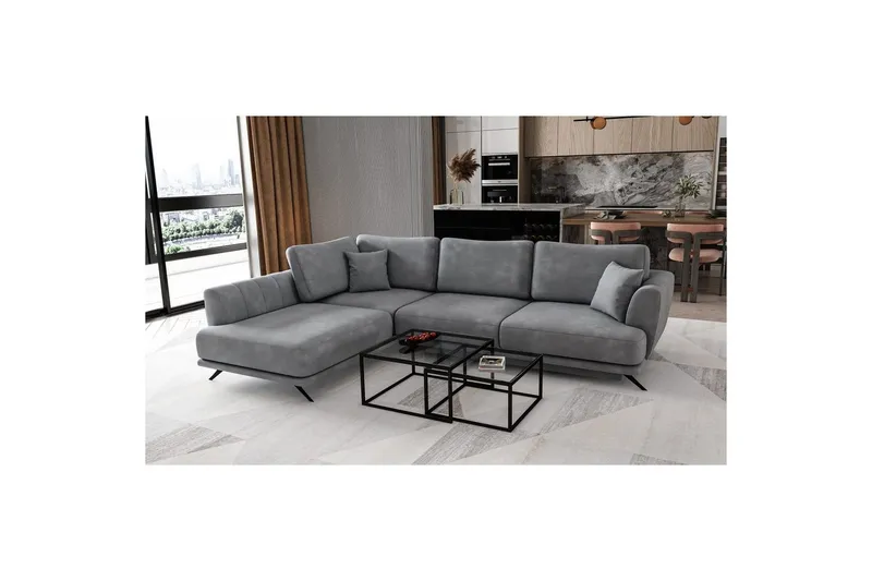 Sektion Eltap Larde 286x191x90 cm - Nube 3, Ljusgrå, Vänster — Nube 3, Ljusgrå, Vänster