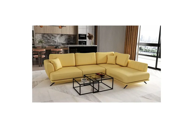Sektion Eltap Larde 286x191x90 cm - Savoi 45, Gul, Höger — Savoi 45, Gul, Höger