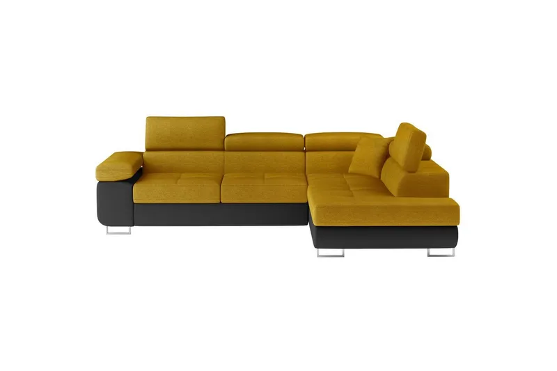 Sektionssoffa Eltap Anton 272x203x85 cm - Omega 68, Soft 11, Gul, Svart, Höger — Omega 68, Soft 11, Gul, Svart, Höger