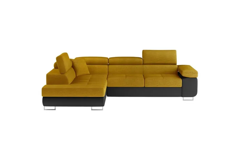 Sektionssoffa Eltap Anton 272x203x85 cm - Omega 68, Soft 11, Gul, Svart, Vänster — Omega 68, Soft 11, Gul, Svart, Vänster