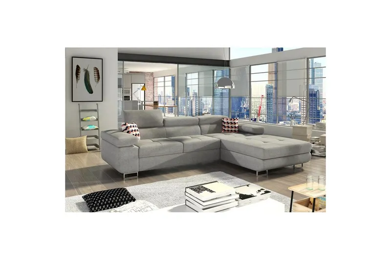 Sektionssoffa Eltap Armando 289x85x203 cm - Gusto 88, Zigzag 60, Grå, Mönster, Höger — Gusto 88, Zigzag 60, Grå, Mönster, Höger