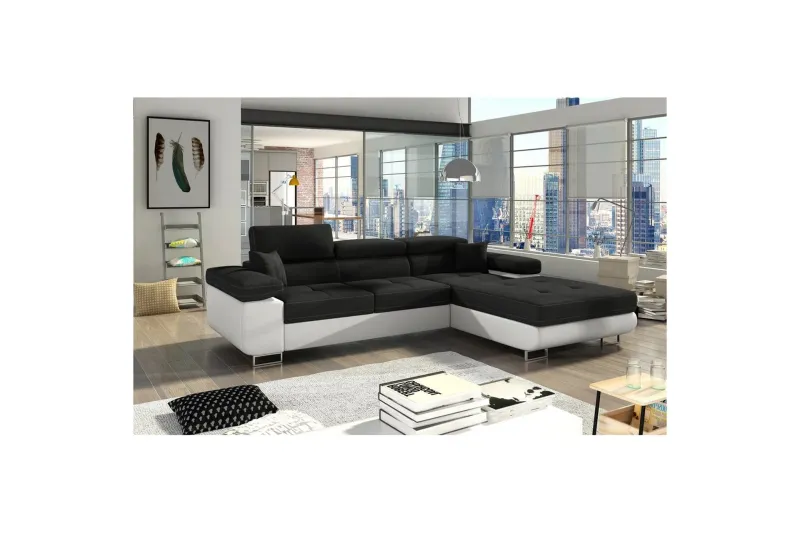 Sektionssoffa Eltap Armando 289x85x203 cm - Sawana 14, Soft 17, Svart, Vit, Höger — Sawana 14, Soft 17, Svart, Vit, Höger
