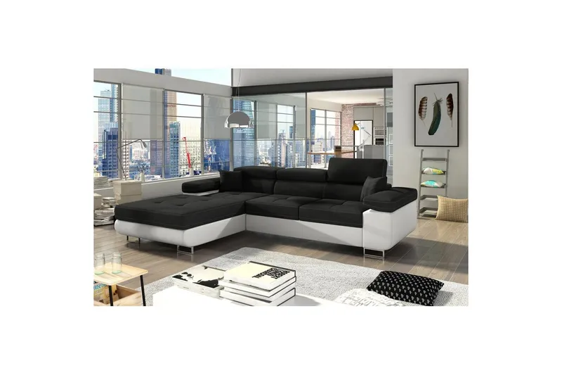 Sektionssoffa Eltap Armando 289x85x203 cm - Sawana 14, Soft 17, Svart, Vit, Vänster — Sawana 14, Soft 17, Svart, Vit, Vänster