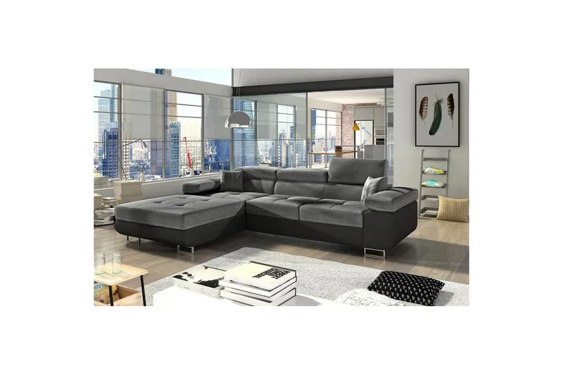 Sektionssoffa Eltap Armando 289x85x203 cm - Sawana 21, Soft 11, Grå, Svart, Vänster — Sawana 21, Soft 11, Grå, Svart, Vänster