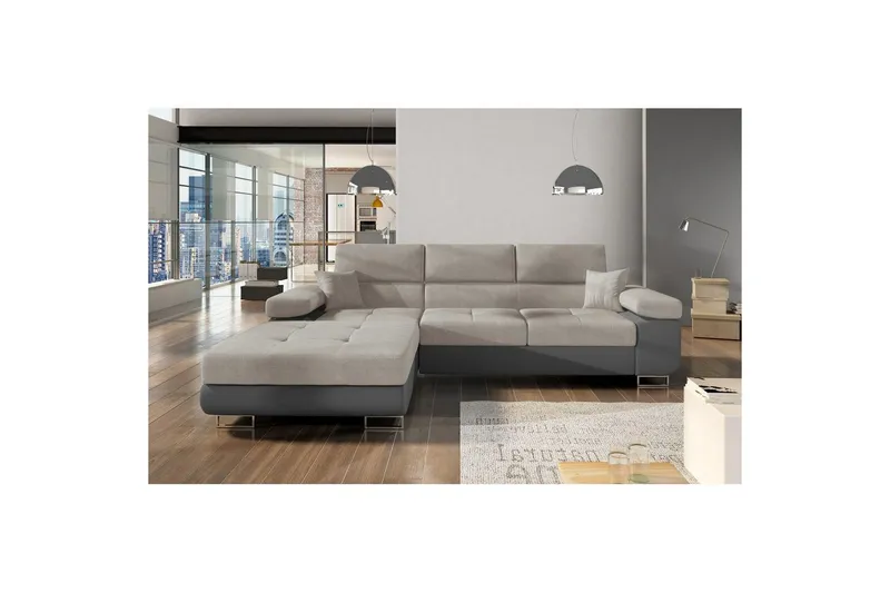 Sektionssoffa Eltap Armando 289x85x203 cm - Soro 83, Soft 29, Vit, Grå, Vänster — Soro 83, Soft 29, Vit, Grå, Vänster