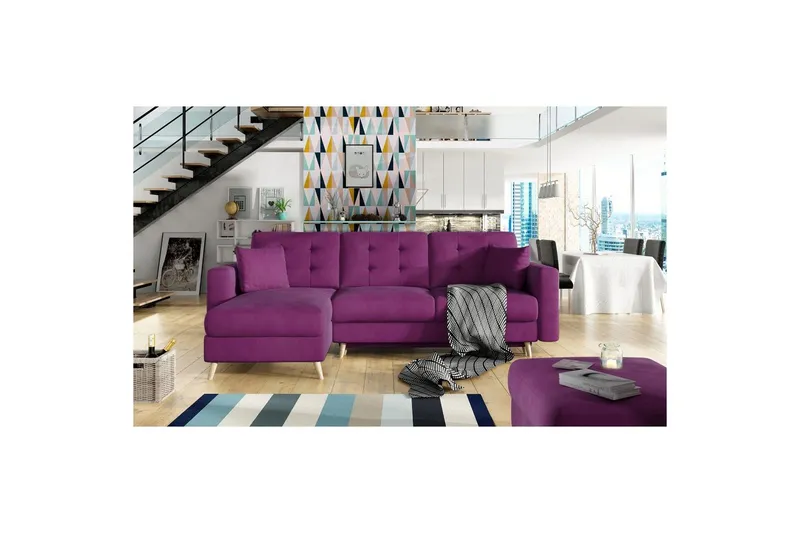 Sektionssoffa Eltap Asgard L 248x93x162 cm - Mat Velvet 68, Röd — Mat Velvet 68, Röd