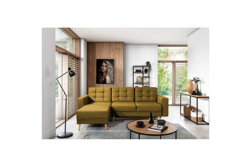 Sektionssoffa Eltap Asgard L 248x93x162 cm - Monolith 48, Gul — Monolith 48, Gul