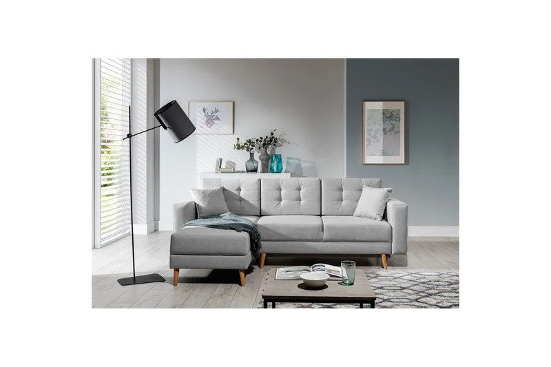 Sektionssoffa Eltap Asgard L 248x93x162 cm - Överdrag 83, Grå — Överdrag 83, Grå