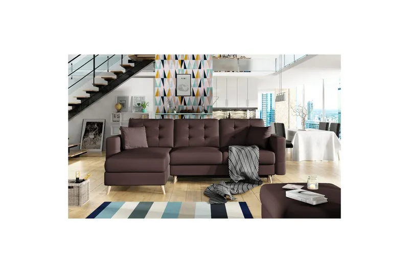 Sektionssoffa Eltap Asgard L 248x93x162 cm - Soft 66, Mörkbrun — Soft 66, Mörkbrun