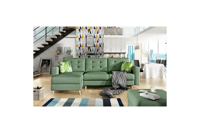 Sektionssoffa Eltap Asgard L 248x93x162 cm - Soro 34, Jungle 32, Grön, Mönster — Soro 34, Jungle 32, Grön, Mönster