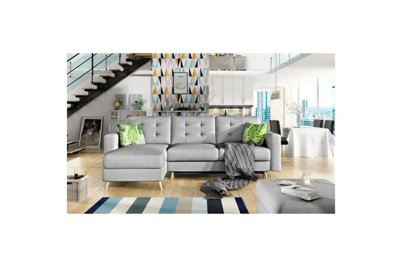 Sektionssoffa Eltap Asgard L 248x93x162 cm - Soro 83, Jungle 32, Vit, Mönster — Soro 83, Jungle 32, Vit, Mönster