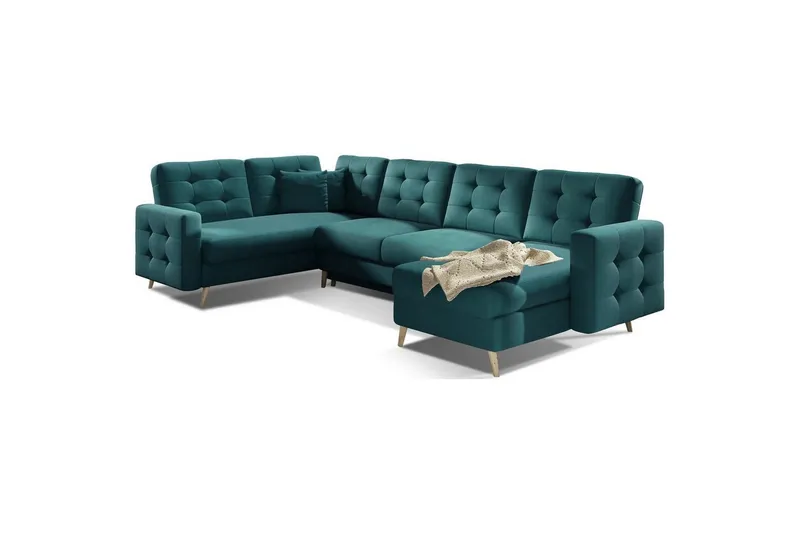 Sektionssoffa Eltap Asgard U 326x202x93 cm - Mat Velvet 75, Grön — Mat Velvet 75, Grön